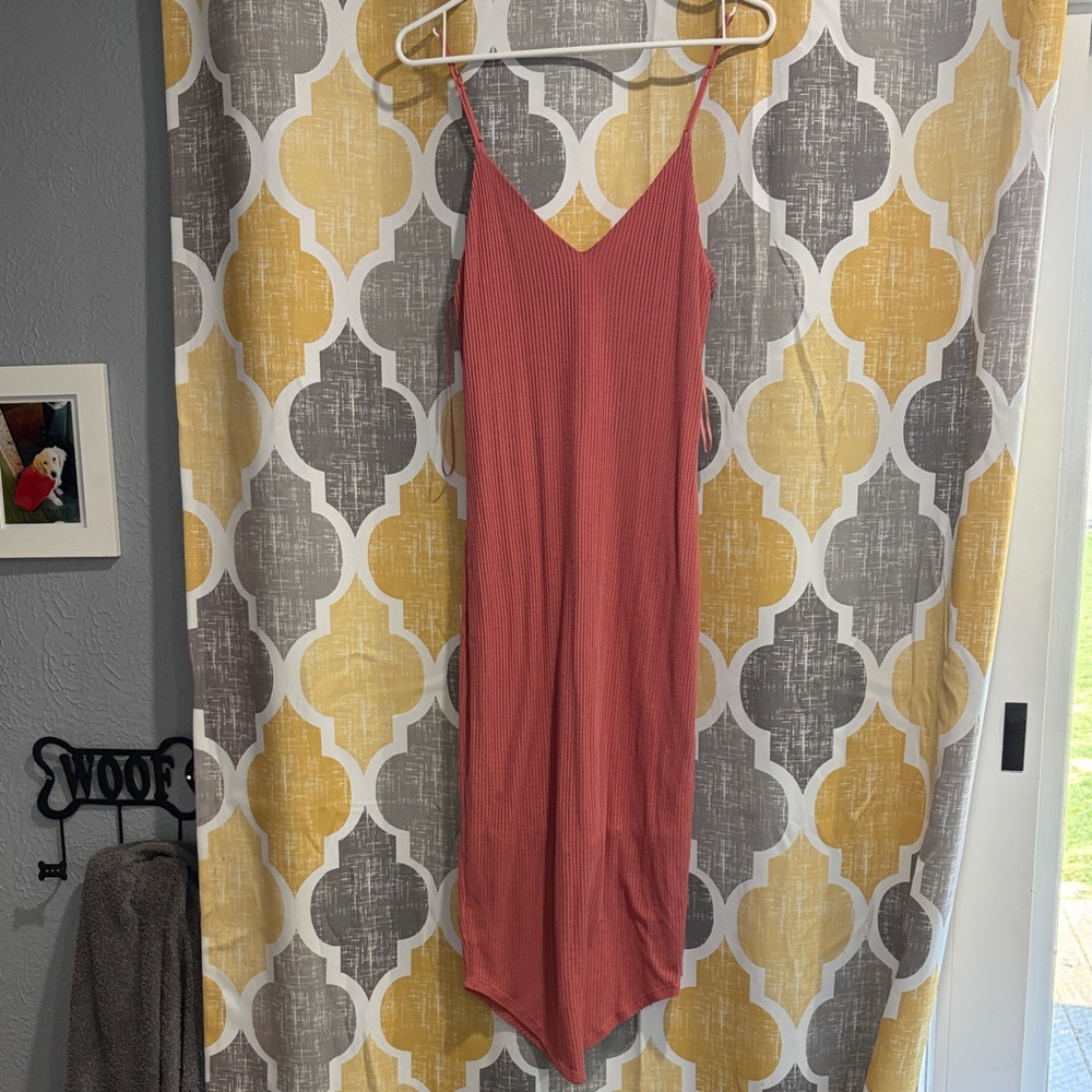 Express Rusty Rose Ribbed Slip Dress